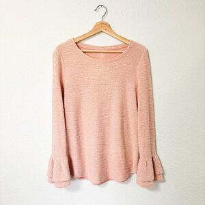 Pink Flutter Sleeve Long Sleeve Top Size Medium